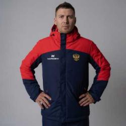 Премиальная теплая лыжная куртка Nordski Mount Dark Blue-Red мужская NSM434710 купить в Воронеже