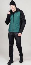 NSM850430-NSM995100 Премиальный костюм для лыж и зимнего бега Nordski Hybrid Hood Warm 2.0 Black-Alpine Green купить в Воронеже