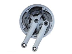 Шатуны сталь/пласт. 152мм, звезды 28/38/48T, под ось 3S, под квадрат, с защитой купить в Воронеже