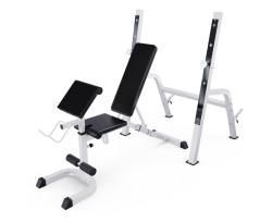 Скамья со стойками под штангу DFC GORILLA белая, с партой для бицепса купить в Воронеже
