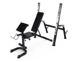 Скамья со стойками под штангу DFC GORILLA черная, с партой для бицепса купить в Воронеже