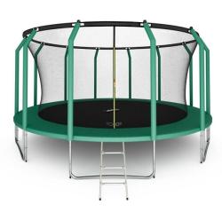 Батут премиум 16FT с внутренней страховочной сеткой и лестницей (Dark green) ARLAND купить в Воронеже