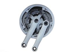 Шатуны сталь/пласт. 170мм, звезды 28/38/48T, под ось 3S, под квадрат, с защитой купить в Воронеже